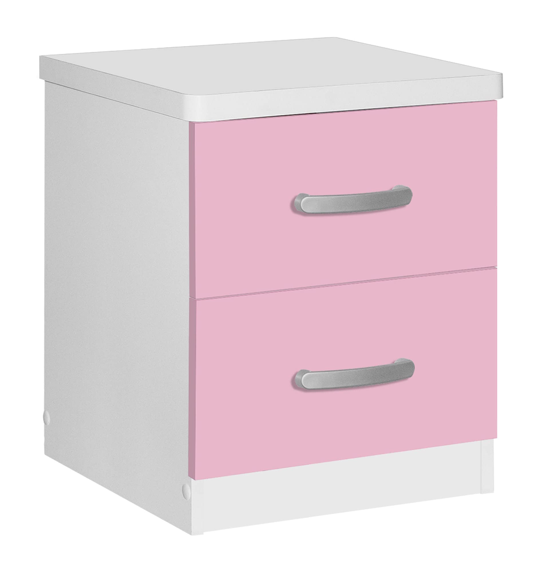 Better Home Products Cindy Faux Wood 2 Drawer Nightstand in Pink and White